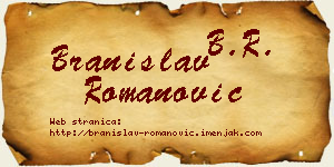 Branislav Romanović vizit kartica
